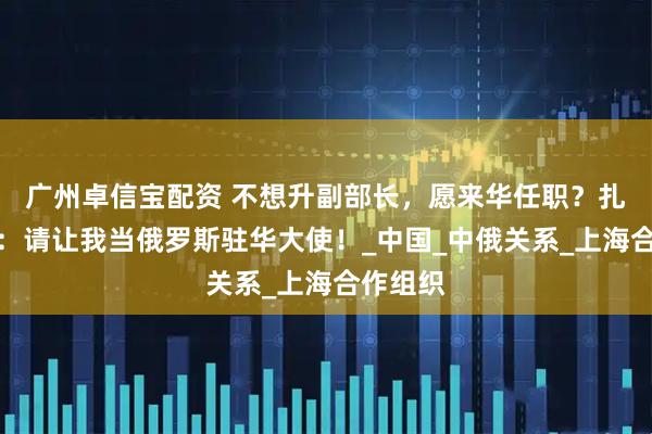 广州卓信宝配资 不想升副部长，愿来华任职？扎哈罗娃：请让我当俄罗斯驻华大使！_中国_中俄关系_上海合作组织