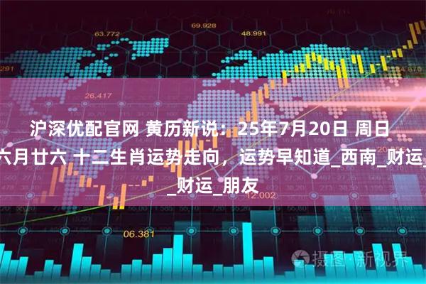 沪深优配官网 黄历新说：25年7月20日 周日 农历六月廿六 十二生肖运势走向，运势早知道_西南_财运_朋友